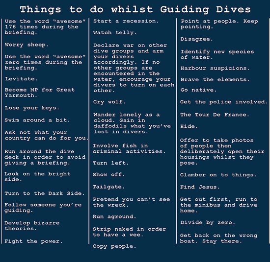 Issue 10 archive - Things to do Whilst Guiding Dives
