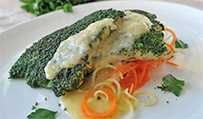 Herb Crusted Trout with Lemon Beurre Blanc and Vegetable Spaghetti Herb Crusted Trout with Lemon Beurre Blanc and Vegetable Spaghetti