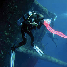 Underwater photographer Vyv Wilkins, diver